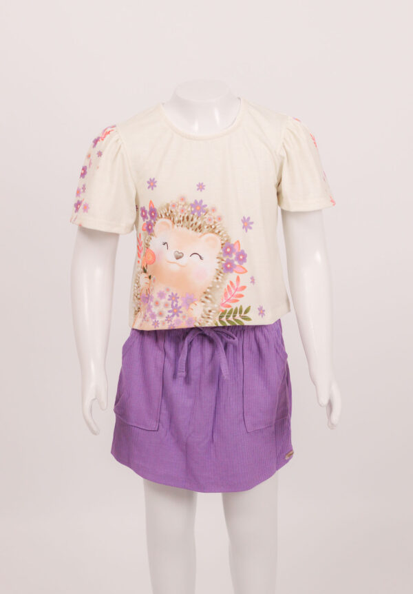 Conjunto infantil feminino blusa boxy e short saia Infanti