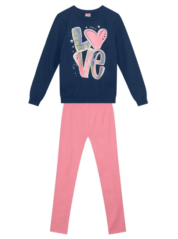 CONJUNTO INF FEM BLUSAO MOLETOM CALCA LEGGING BRANDILI